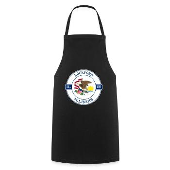 Rockford Illinois Flag USA Travel Souvenir Badge - Cooking Apron - black - Front - AI Model Male 185 dark (185cm)