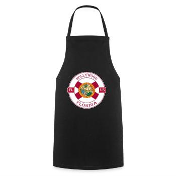 Hollywood Florida Flag USA Travel Souvenir Badge - Cooking Apron - black - Front - AI Model Male 185 dark (185cm)