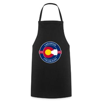Lakewood Colorado Flagge USA Reise Souvenir Abzeichen - Kochschürze - Schwarz - Vorne - AI Model Male 185 dark (185cm)