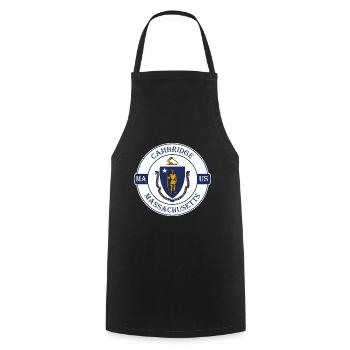 Cambridge Massachusetts Flagge USA Souvenir Abzeichen - Kochschürze - Schwarz - Vorne - AI Model Male 185 dark (185cm)