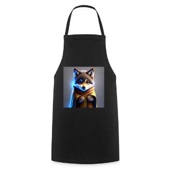Fantasy baby wolf in golden brown robe - Cooking Apron - black - Front - AI Model Male 185 dark (185cm)