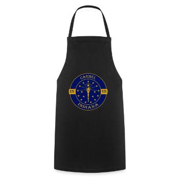 Carmel Indiana Flag USA Travel Souvenir Badge - Cooking Apron - black - Front - AI Model Male 185 dark (185cm)
