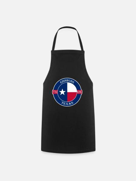 Edinburg Texas Flag USA Travel Souvenir Badge - Cooking Apron - black