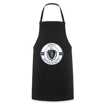 Quincy Massachusetts Flag USA Souvenir Badge - Cooking Apron - black - Front - AI Model Male 185 dark (185cm)