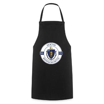 Newton Massachusetts Flag USA Souvenir Badge - Cooking Apron - black - Front - AI Model Male 185 dark (185cm)