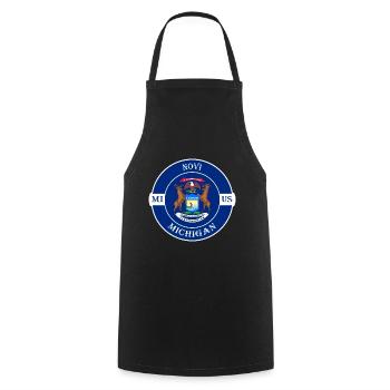 Novi Michigan Flagge USA Reise Souvenir Abzeichen - Kochschürze - Schwarz - Vorne - AI Model Male 185 dark (185cm)