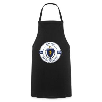 Malden Massachusetts Flag USA Souvenir Badge - Cooking Apron - black - Front - AI Model Male 185 dark (185cm)