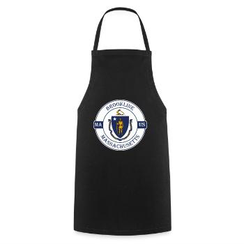 Brookline Massachusetts Flagge USA Souvenir Abzeichen - Kochschürze - Schwarz - Vorne - AI Model Male 185 dark (185cm)
