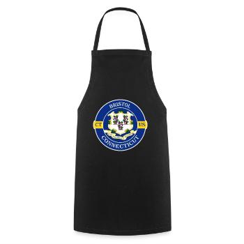 Bristol Connecticut Flag USA Travel Souvenir Badge - Cooking Apron - black - Front - AI Model Male 185 dark (185cm)