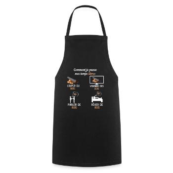 temp libre couper du bois cadeau bucheron - Tablier de cuisine - noir - Devant - AI Model Male 185 dark (185cm)