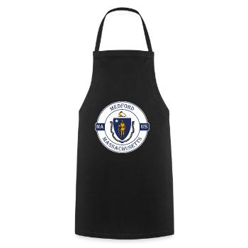 Medford Massachusetts Flag USA Souvenir Badge - Cooking Apron - black - Front - AI Model Male 185 dark (185cm)