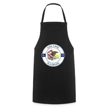 Oak Park Illinois Flag USA Travel Souvenir Badge - Cooking Apron - black - Front - AI Model Male 185 dark (185cm)