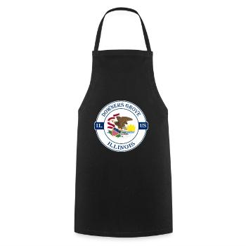 Downers Grove Illinois Flag USA Souvenir Badge - Cooking Apron - black - Front - AI Model Male 185 dark (185cm)