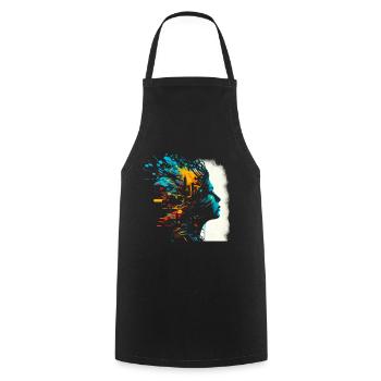 Psychedelisches Artwork - Open Mind - Kochschürze - Schwarz - Vorne - AI Model Male 185 dark (185cm)