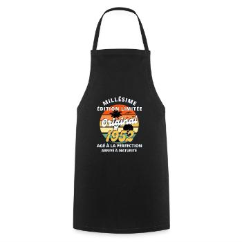 Millésime 1952 Original cadeau - Tablier de cuisine - noir - Devant - AI Model Male 185 dark (185cm)