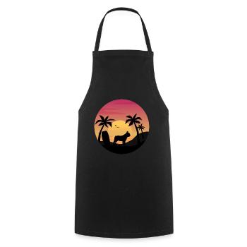 French bulldog Owner Beach Sunset Palm Trees - Cooking Apron - black - Front - AI Model Male 185 dark (185cm)