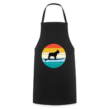 French bulldog Owner Dog Surfing Retro Vintage - Cooking Apron - black - Front - AI Model Male 185 dark (185cm)