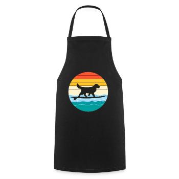 Golden retriever Maman Chien Surf Rétro Vintage - Tablier de cuisine - noir - Devant - AI Model Male 185 dark (185cm)