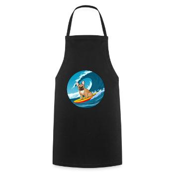 Bouledogue Français Propriétaire Beach Dog Surfing Planche de surf - Tablier de cuisine - noir - Devant - AI Model Male 185 dark (185cm)