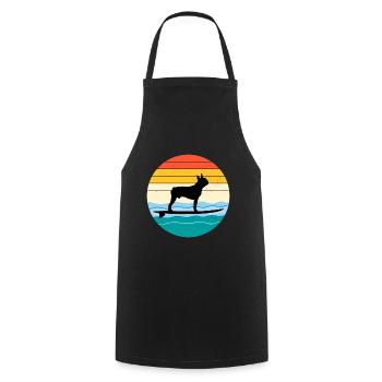 Boston terrier Propriétaire Chien Surf Sea Waves - Tablier de cuisine - noir - Devant - AI Model Male 185 dark (185cm)