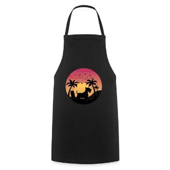 Scottish Terrier Dog Surfing Beach Palm Trees - Cooking Apron - black - Front - AI Model Male 185 dark (185cm)