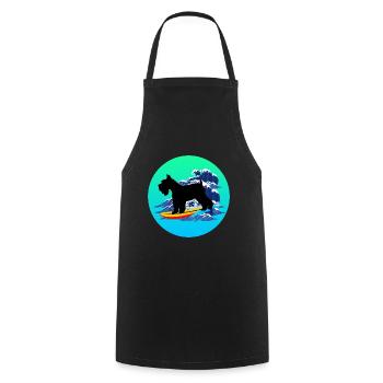 Schnauzer miniature Chien Surf Vagues de la Mer - Tablier de cuisine - noir - Devant - AI Model Male 185 dark (185cm)