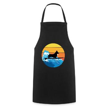 Cardigan Welsh Corgi Dog Surfing Vintage Retro - Cooking Apron - black - Front - AI Model Male 185 dark (185cm)