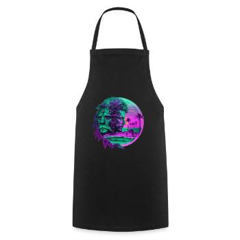 Zodiaque rétro Horoscope Lion - Tablier de cuisine - noir - Devant - AI Model Male 185 dark (185cm)