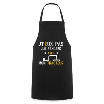 J Peux Pas J Ai Rancard avec mon tracteur - Tablier de cuisine - noir - Devant - AI Model Male 185 dark (185cm)
