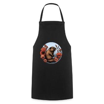 Beaver beaver protection - Cooking Apron - black - Front - AI Model Male 185 dark (185cm)