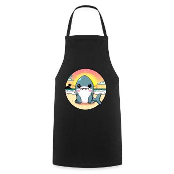 Requin détendu sur la plage - Tablier de cuisine - noir - Devant - AI Model Male 185 dark (185cm)