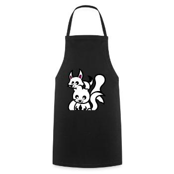 Kitsune Cartoon vintage Kunst - Kochschürze - Schwarz - Vorne - AI Model Male 185 dark (185cm)