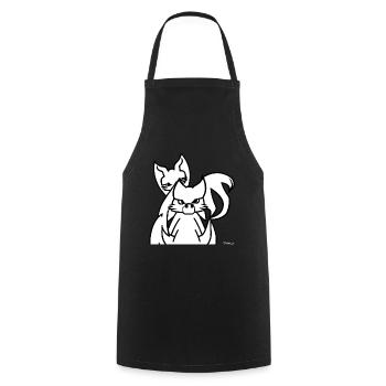 Kitsune cartoon Vintage Kunst - Kochschürze - Schwarz - Vorne - AI Model Male 185 dark (185cm)