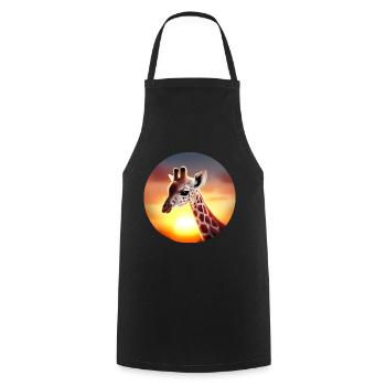 Jeune girafe au coucher du soleil - Tablier de cuisine - noir - Devant - AI Model Male 185 dark (185cm)