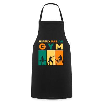 Je peux pas j' ai gym humour musculation fitness - Tablier de cuisine - noir - Devant - AI Model Male 185 dark (185cm)