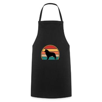 Bohemian Shepherd Dog Love Silhouette Retro Sunset - Cooking Apron - black - Front - AI Model Male 185 dark (185cm)
