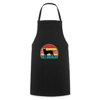 Blauer Paul Terrier Hund Liebe Silhouette Retro Sonnenuntergang - Kochschürze - Schwarz - Vorne - AI Model Male 185 dark (185cm)