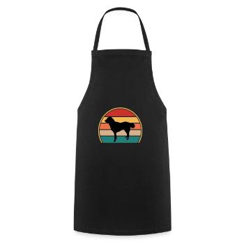 Kuchi Afghan Shepard Dog Silhouette Rétro Coucher de soleil - Tablier de cuisine - noir - Devant - AI Model Male 185 dark (185cm)