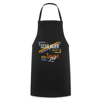 Schlagermusik mega sound coole zeit - Kochschürze - Schwarz - Vorne - AI Model Male 185 dark (185cm)