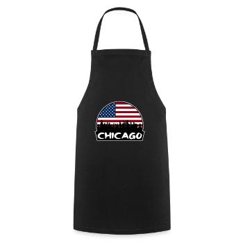 Chicago Illinois États-Unis Flag Skyline Silhouette Trave - Tablier de cuisine - noir - Devant - AI Model Male 185 dark (185cm)