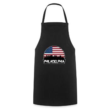 Philadelphie Pennsylvanie États-Unis Flag Skyline Silhoue - Tablier de cuisine - noir - Devant - AI Model Male 185 dark (185cm)