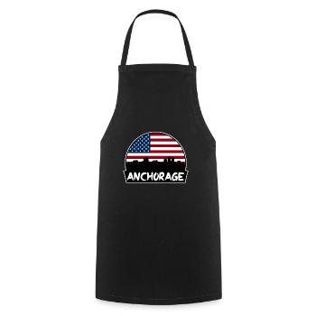 Anchorage Alaska Usa Flag Skyline Silhouette Trave - Cooking Apron - black - Front - AI Model Male 185 dark (185cm)