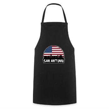 San Antonio Texas Usa Flag Skyline Silhouette Trav - Cooking Apron - black - Front - AI Model Male 185 dark (185cm)