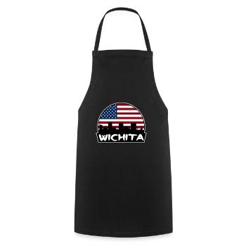 Wichita Kansas Usa Flag Skyline Silhouette Travel - Cooking Apron - black - Front - AI Model Male 185 dark (185cm)