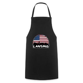 Lansing Michigan États-Unis Flag Skyline Silhouette Trave - Tablier de cuisine - noir - Devant - AI Model Male 185 dark (185cm)
