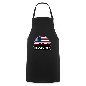 Kansas City Missouri États-Unis Flag Skyline Silhouette T - Tablier de cuisine - noir - Devant - AI Model Male 185 dark (185cm)