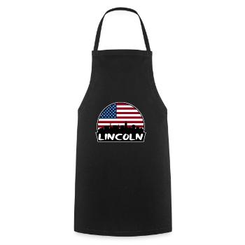 Lincoln Nebraska États-Unis Flag Skyline Silhouette Trave - Tablier de cuisine - noir - Devant - AI Model Male 185 dark (185cm)