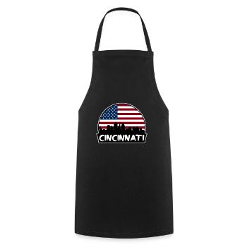 Cincinnati Ohio Usa Flag Skyline Silhouette Travel - Cooking Apron - black - Front - AI Model Male 185 dark (185cm)