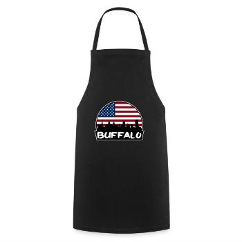 Buffalo New York Usa Flag Skyline Silhouette Trave - Cooking Apron - black - Front - AI Model Male 185 dark (185cm)