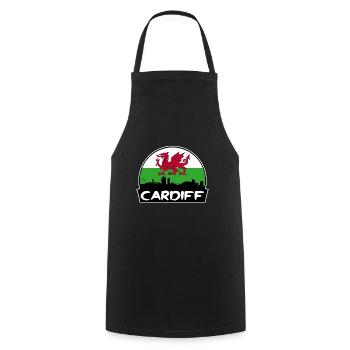 Cardiff Wales Flag Skyline Silhouette Travel - Cooking Apron - black - Front - AI Model Male 185 dark (185cm)